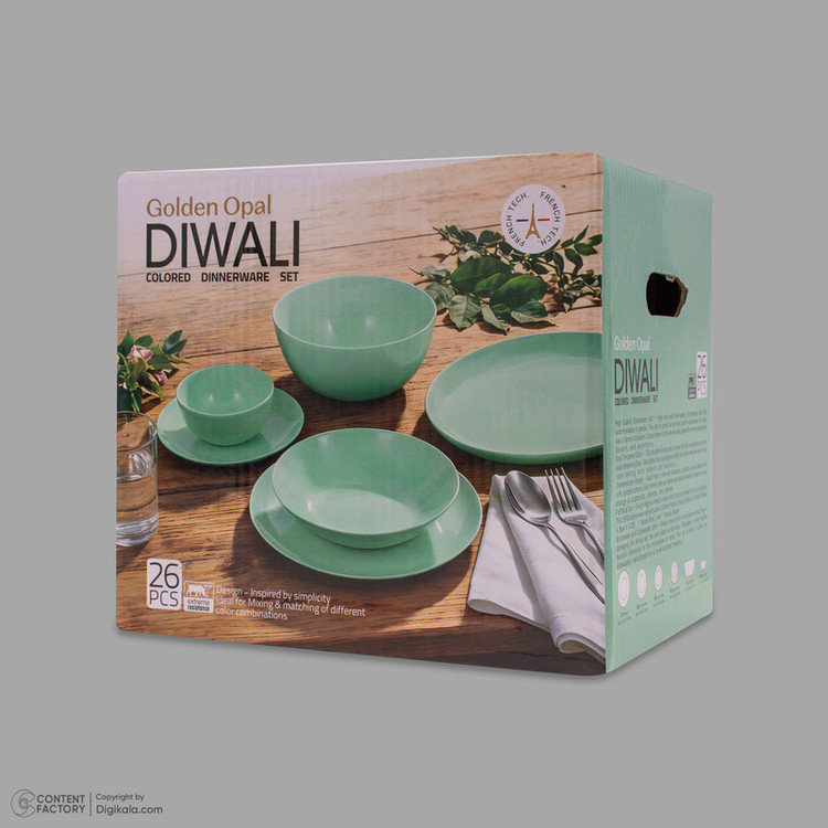 سرویس غذاخوری اوپال 26 پارچه 6 نفره گلدن اوپال مدل Diwali