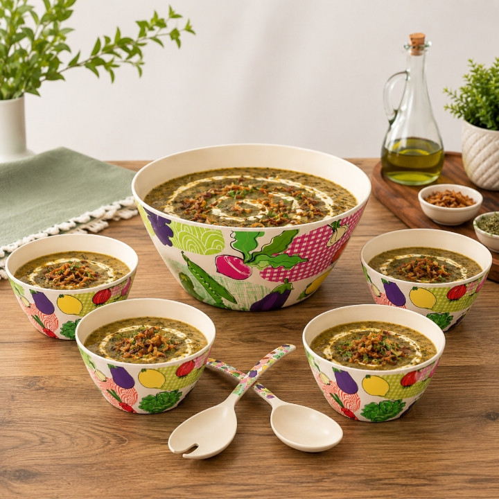 سرویس غذاخوری چوب 7 پارچه 4 نفره مدل GRW