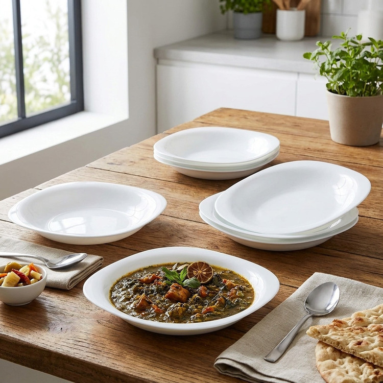 بشقاب خورشت خوری مدل گود طرح مربع بسته 6 عددی