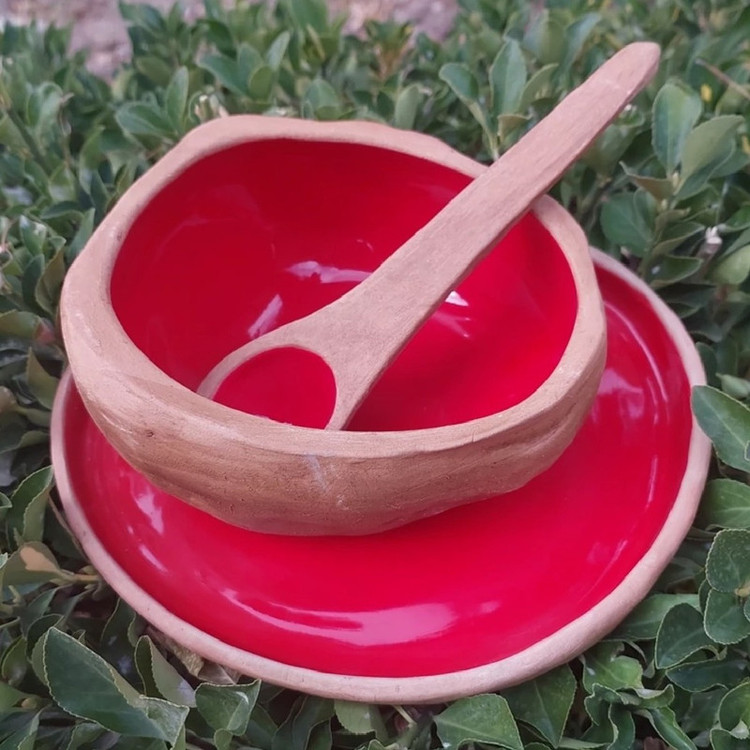 ست کاسه و بشقاب سفالی مدل دسر خوری