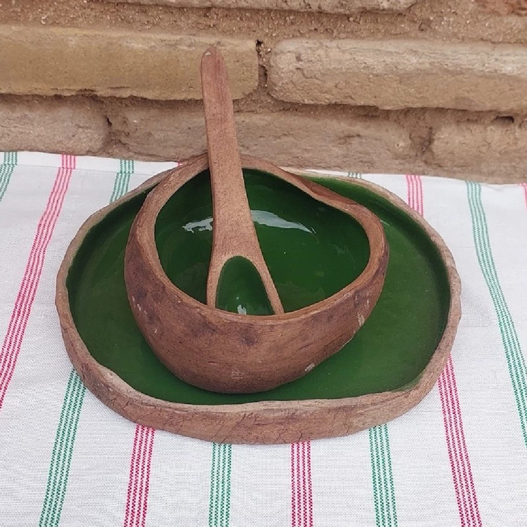 ست کاسه و بشقاب سفالی مدل دسر خوری