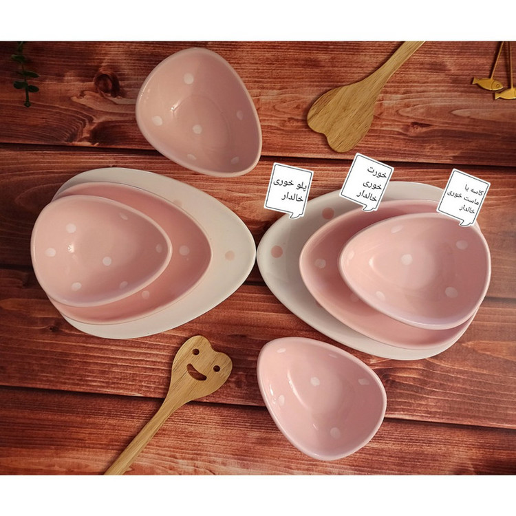 بشقاب غذا خوری مدل تخت خالدار مجموعه چهار عددی