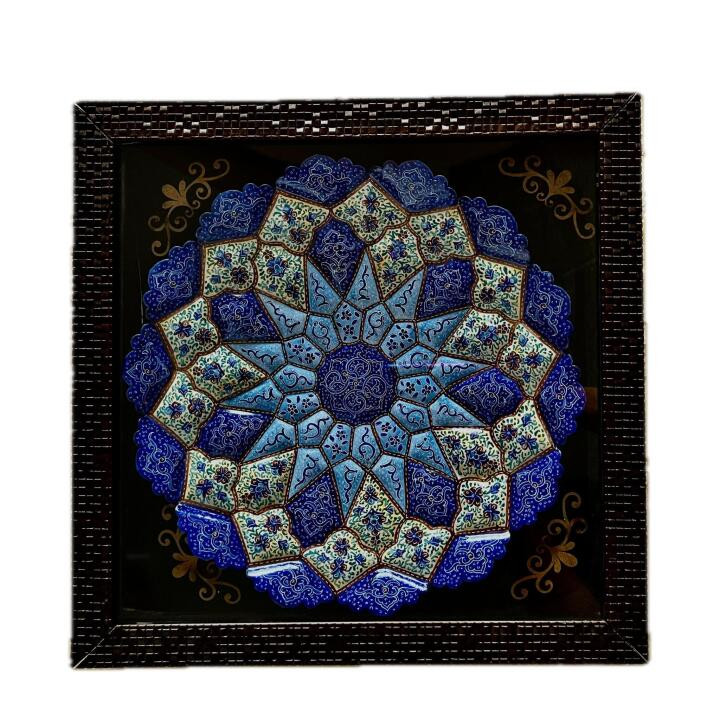 بشقاب میناکاری مسی مدل دیوار کوب کد 0021