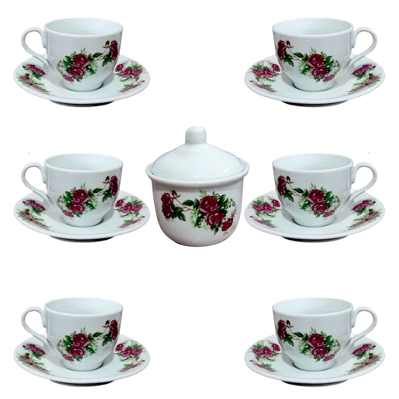 سرويس چای خوری 14 پارچه مرجان مدل گل سرخی کد 7200510281