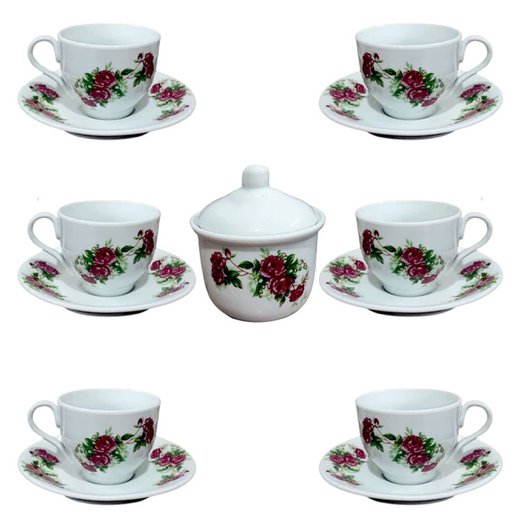 سرويس چای خوری 14 پارچه مرجان مدل گل سرخی کد 7200510281