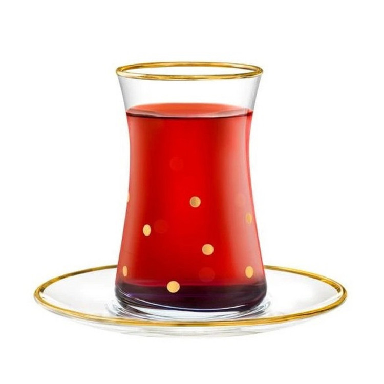 سرویس چای خوری 12 پارچه مادام کوکو مدل Points Dorés Gold