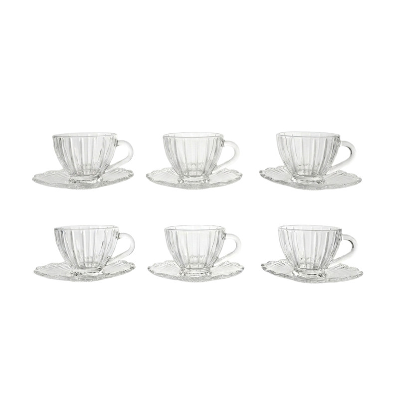 ست فنجان و نعلبکی 12 پارچه 6 نفره مدل کریستال کد GLASS