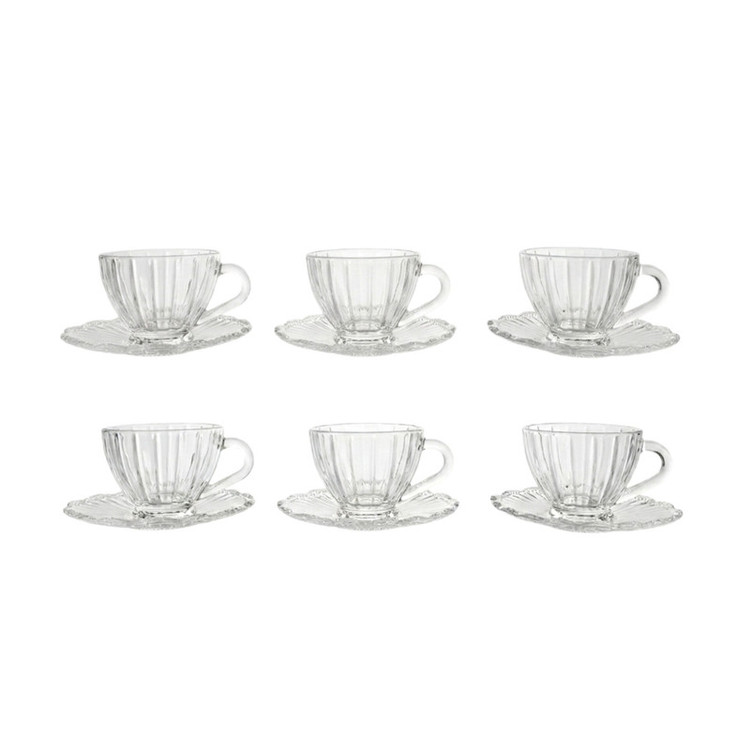 ست فنجان و نعلبکی 12 پارچه 6 نفره مدل کریستال کد GLASS