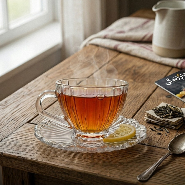ست فنجان و نعلبکی 12 پارچه 6 نفره مدل کریستال کد GLASS
