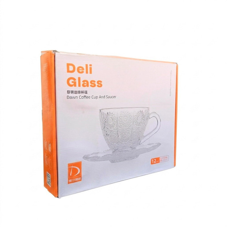 ست فنجان و نعلبکی 12 پارچه 6 نفره مدل کریستال کد GLASS