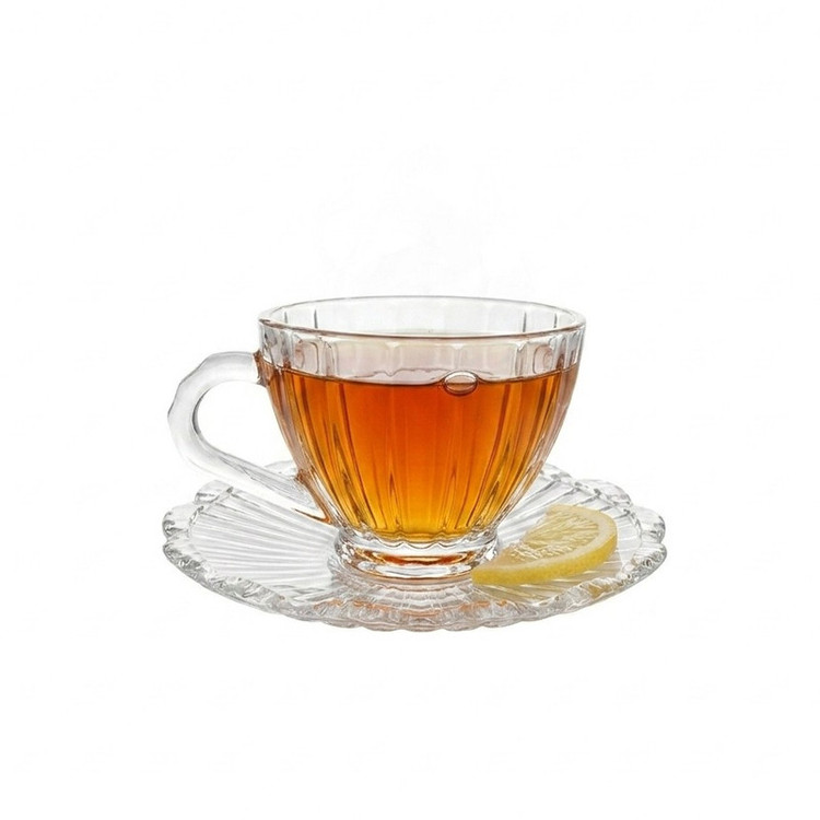 ست فنجان و نعلبکی 12 پارچه 6 نفره مدل کریستال کد GLASS