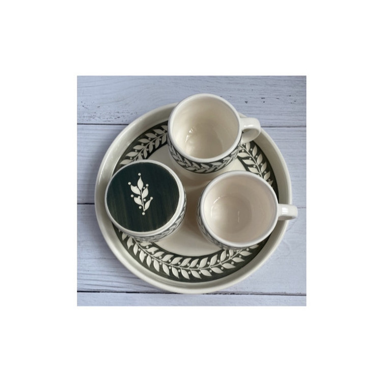 سرویس چای خوری 4 پارچه دو نفره طرح برگ