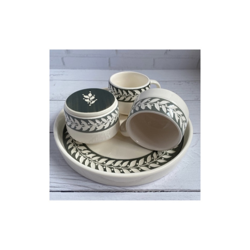 سرویس چای خوری 4 پارچه دو نفره طرح برگ