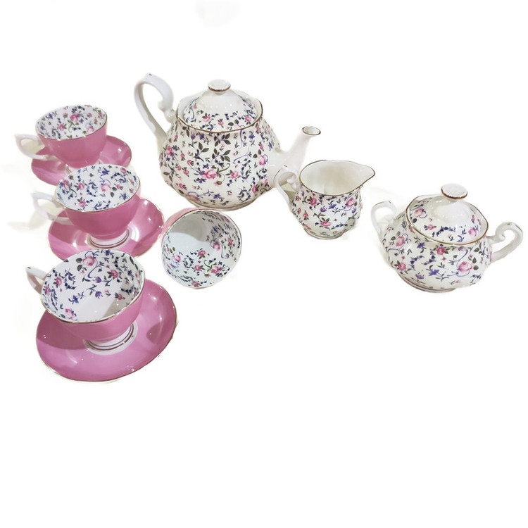 سرویس چای خوری 15 پارچه 6 نفره طرح کلاسیک کد 1996