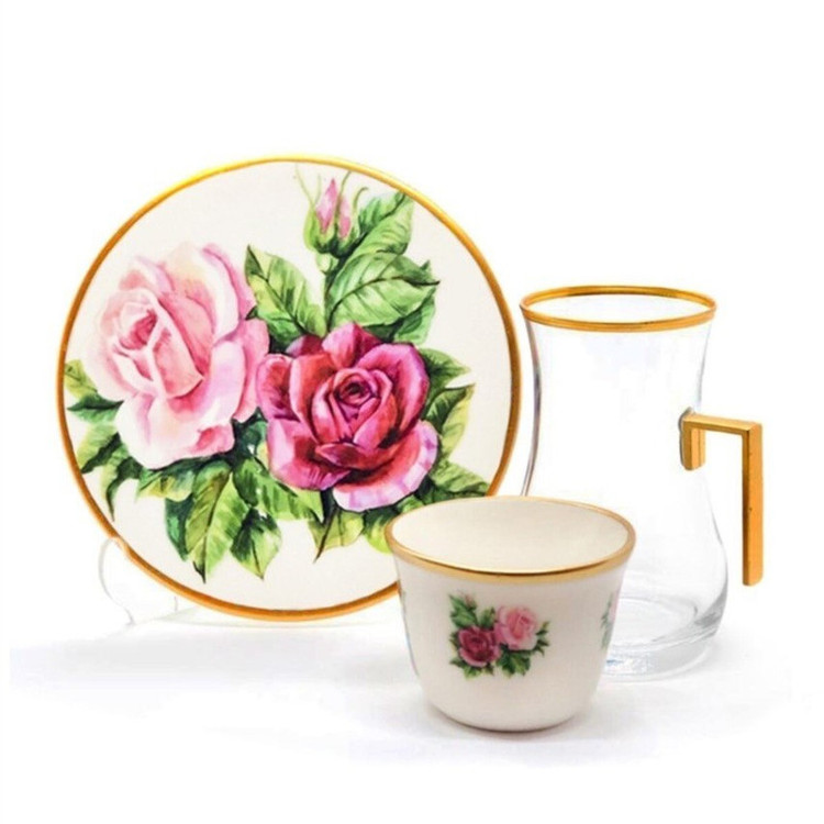 سرویس چای خوری 18 پارچه تویگار مدل Rose White