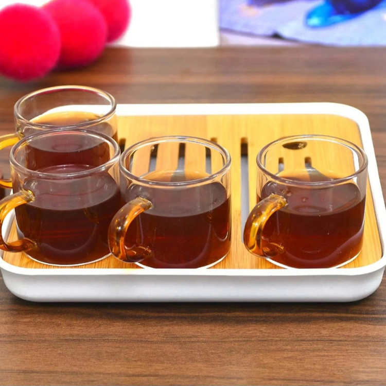 سرویس قهوه خوری 6 پارچه 4 نفره دلی مدل دسته رنگی به همراه سینی