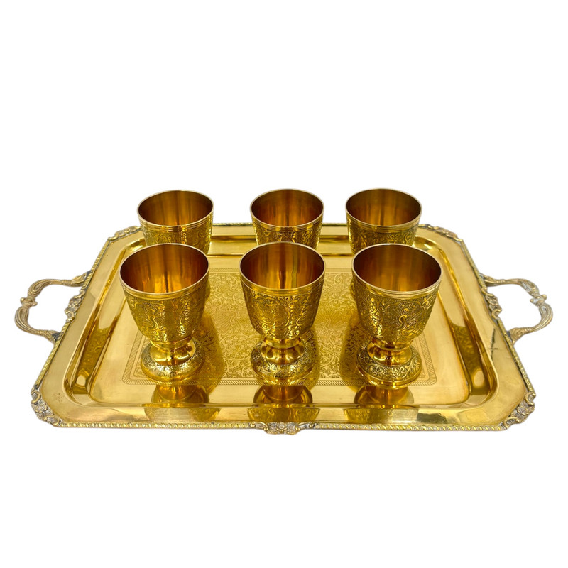 سرویس چای خوری 7 پارچه مدل طاووسی گلد