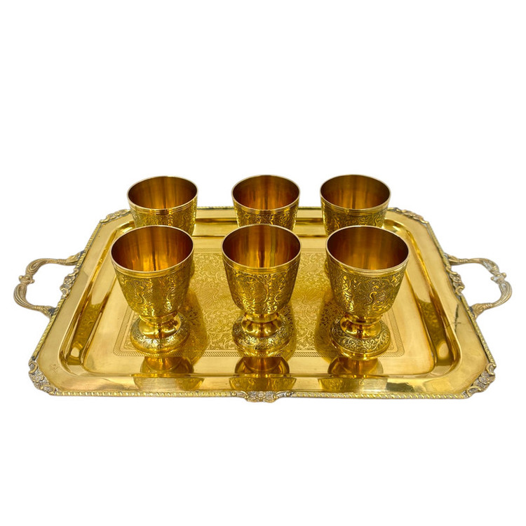 سرویس چای خوری 7 پارچه مدل طاووسی گلد