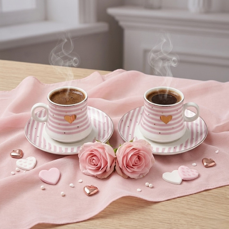 سرویس قهوه خوری 12 پارچه مناسب برای 6 نفر مدل Heart