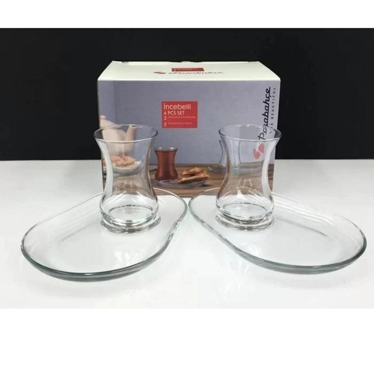 ست فنجان و نعلبکی 4 پارچه پاشاباغچه مدل İnce Belli Çay Bardağı کد 96994