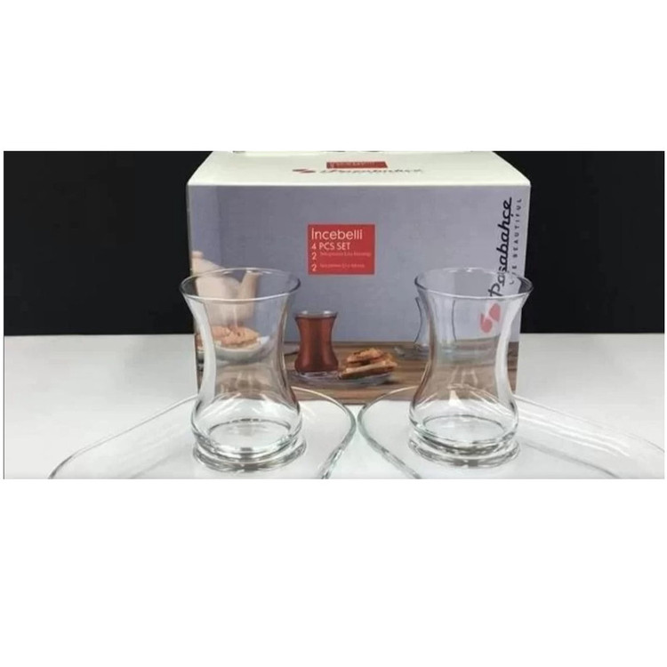 ست فنجان و نعلبکی 4 پارچه پاشاباغچه مدل İnce Belli Çay Bardağı کد 96994