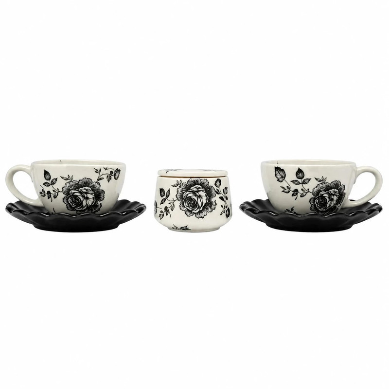 سرویس چای خوری 5 پارچه 2نفره مدل گل رز M03U01