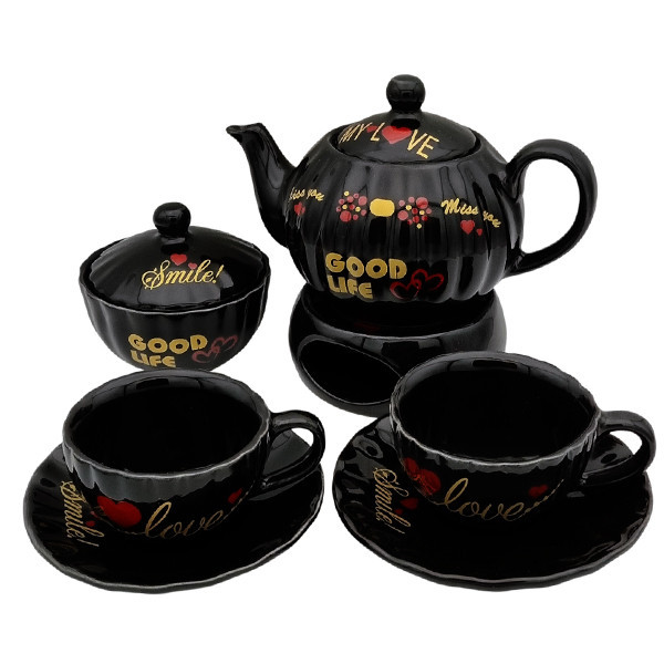 سرویس قهوه خوری 9 پارچه مناسب برای 2 نفره مدل صدفی کد 2411P9xgood