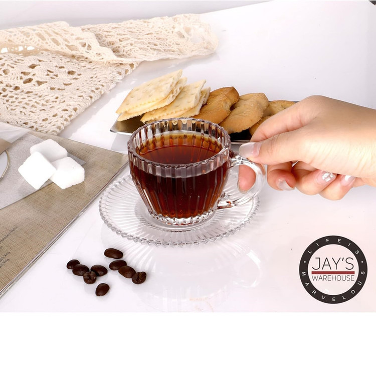 ست فنجان و نعلبکی 8 پارچه نوا مدل راه راه کد 1369n 2593