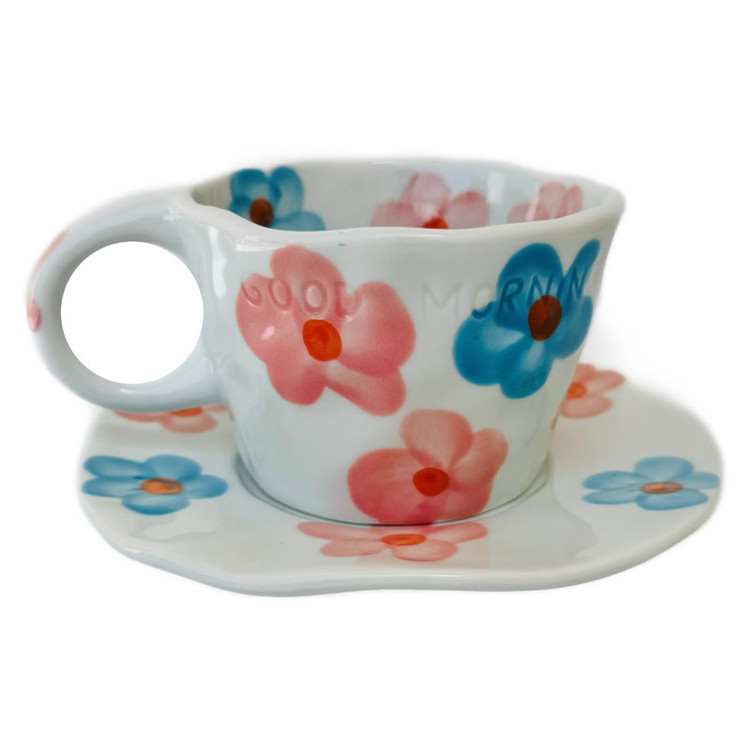 سرویس چای خوری 2 پارچه 1 نفره مدل Flower کد 131