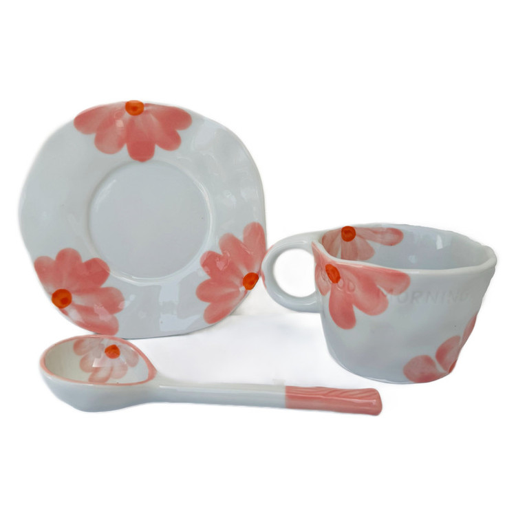 سرویس چای خوری 2 پارچه 1 نفره مدل Flower کد 131