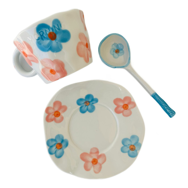 سرویس چای خوری 2 پارچه 1 نفره مدل Flower کد 131