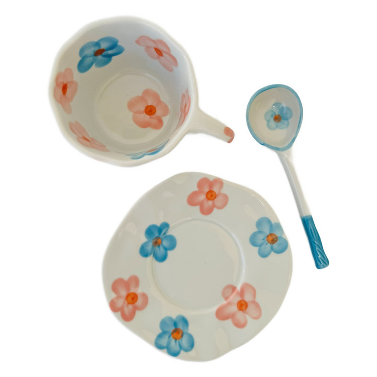 سرویس چای خوری 2 پارچه 1 نفره مدل Flower کد 131