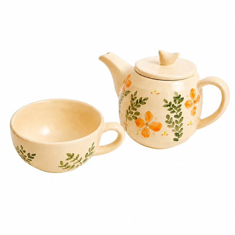 سرویس چای خوری 2 پارچه 1 نفره  مدل گل نار