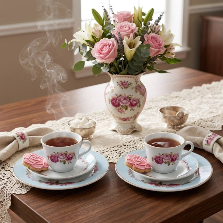 ست فنجان و نعلبکی 6 پارچه 2 نفره انگلیش هوم مدل Romano BL
