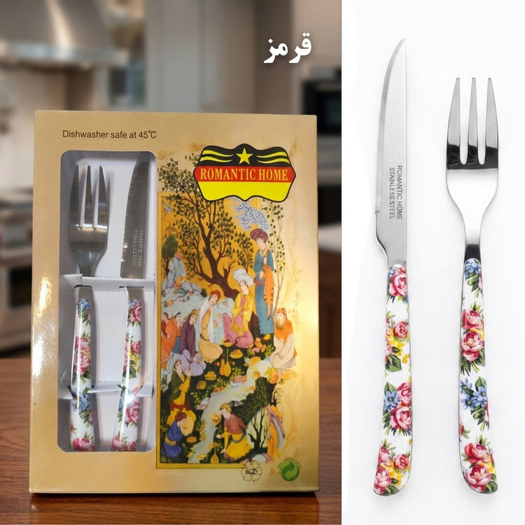 سرویس کارد و چنگال 12 پارچه 6 نفره رمانتیک هوم مدل گلدار