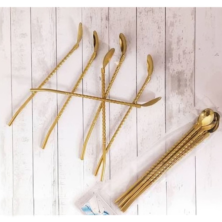 قاشق شربت خوری مدل Straw spoon بسته 6 عددی به همراه فرچه