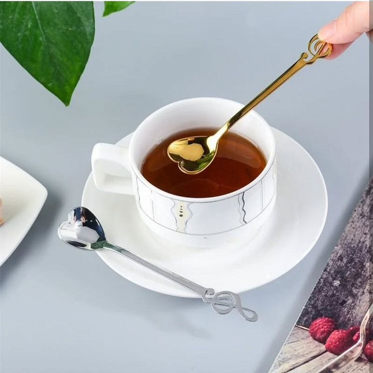 قاشق قهوه خوری مدل قلب طرح ملودی بسته 6 عددی