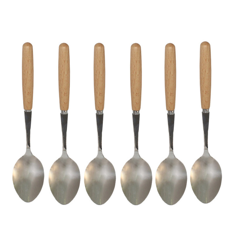 قاشق چای خوری طرح چوبی بسته 6 عددی