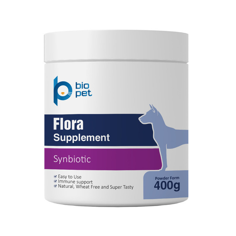 پودر پروبیوتیک و پریبیوتیک سگ بایو پت مدل Flora وزن 400 گرم