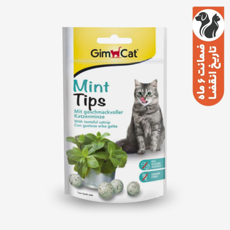 تشویقی گربه جیم کت مدل mint tips طعم نعنا وزن 40 گرم