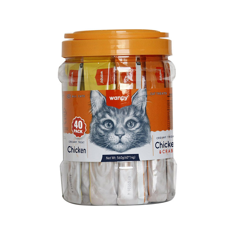تشویقی گربه ونپی مدل Creamy Treat Pack طعم میکس مرغ وزن 14 گرم بسته 40 عددی