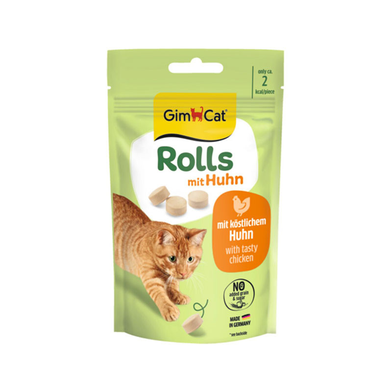 تشویقی گربه جیم کت مدل Rolls with Chicken طعم مرغ وزن 40 گرم