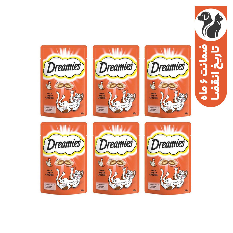 تشویقی گربه دریمز مدل Snack With Chicken وزن 60گرم بسته 6 عددی